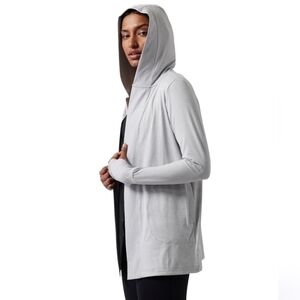 Athleta Uptempo Wrap Open Cardigan Hood Relaxed Fit Gray XS 2022